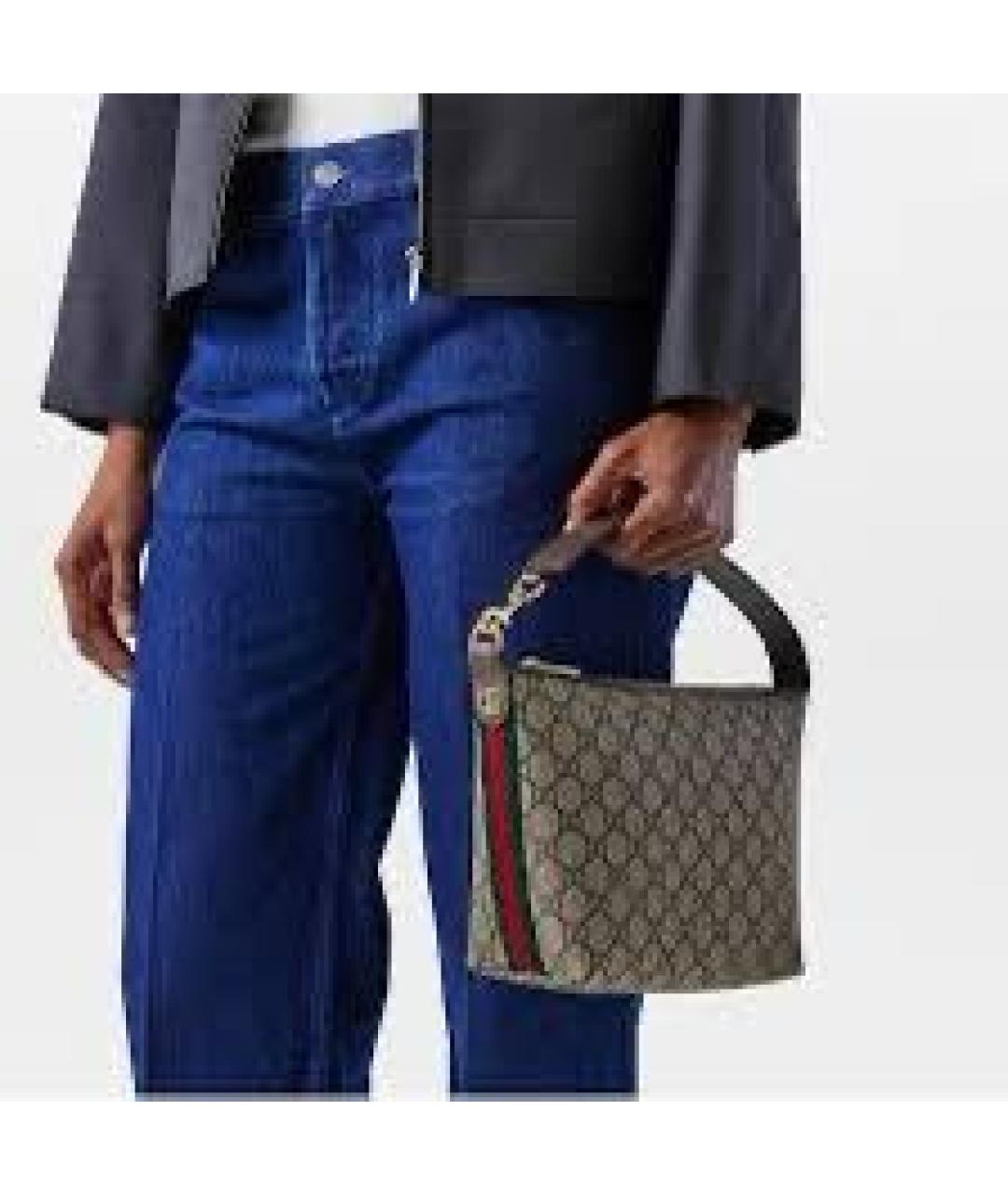 GUCCI Бежевая кожаная сумка с короткими ручками, фото 4