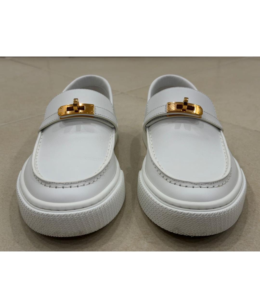 HERMES Белые кожаные лоферы, фото 3