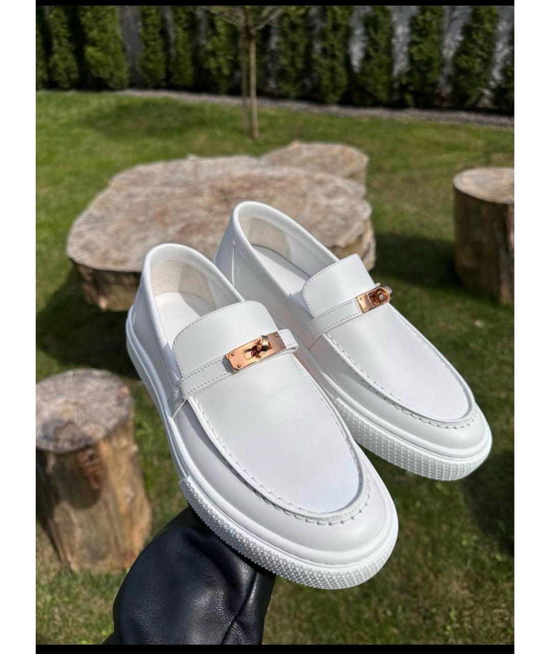 HERMES Белые кожаные лоферы, фото 5