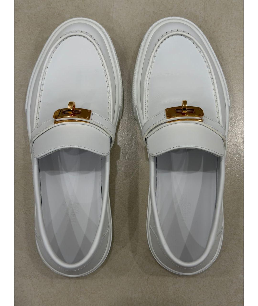 HERMES Белые кожаные лоферы, фото 2