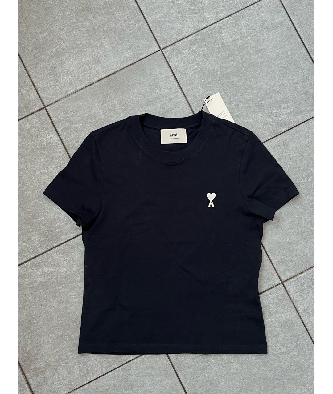 Ami Paris Темно-синяя хлопковая футболка, фото 9