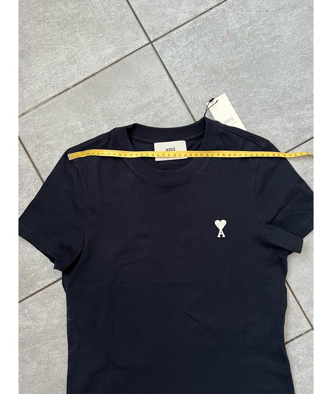 Ami Paris Темно-синяя хлопковая футболка, фото 5
