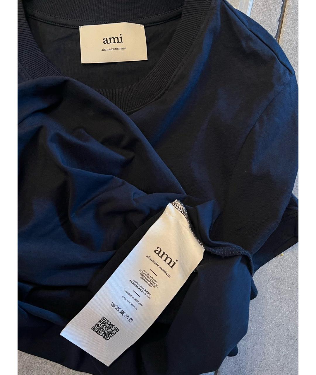 Ami Paris Темно-синяя хлопковая футболка, фото 8