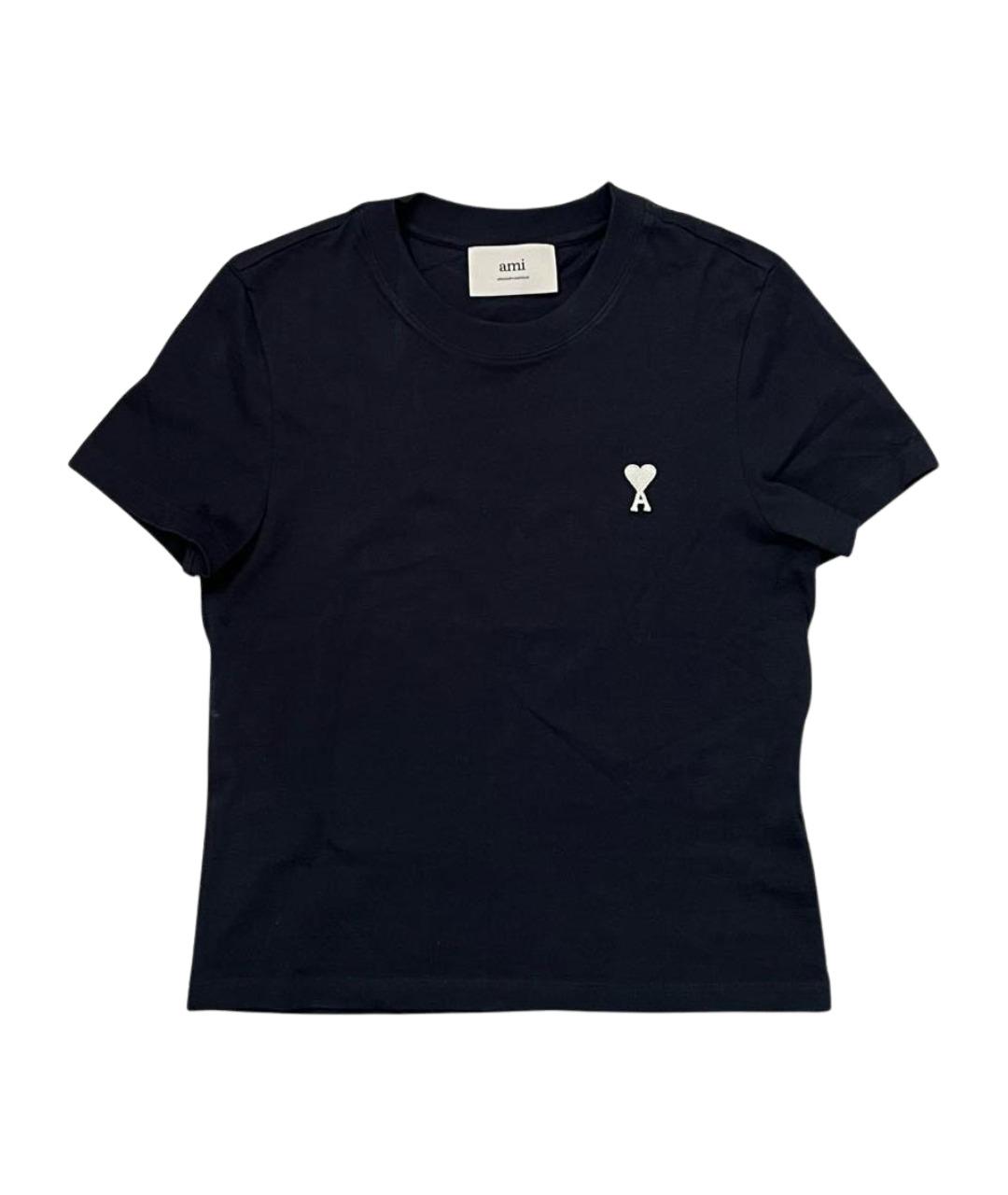 Ami Paris Темно-синяя хлопковая футболка, фото 1