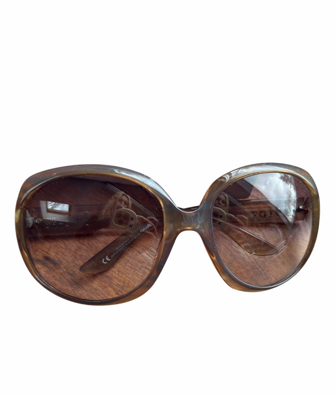 CHRISTIAN DIOR Коричневые пластиковые солнцезащитные очки, фото 1