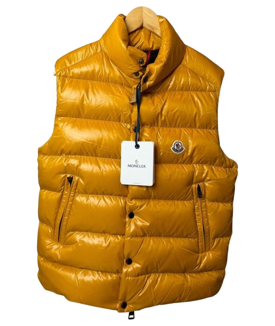 MONCLER Горчичный полиамидовый жилет, фото 1