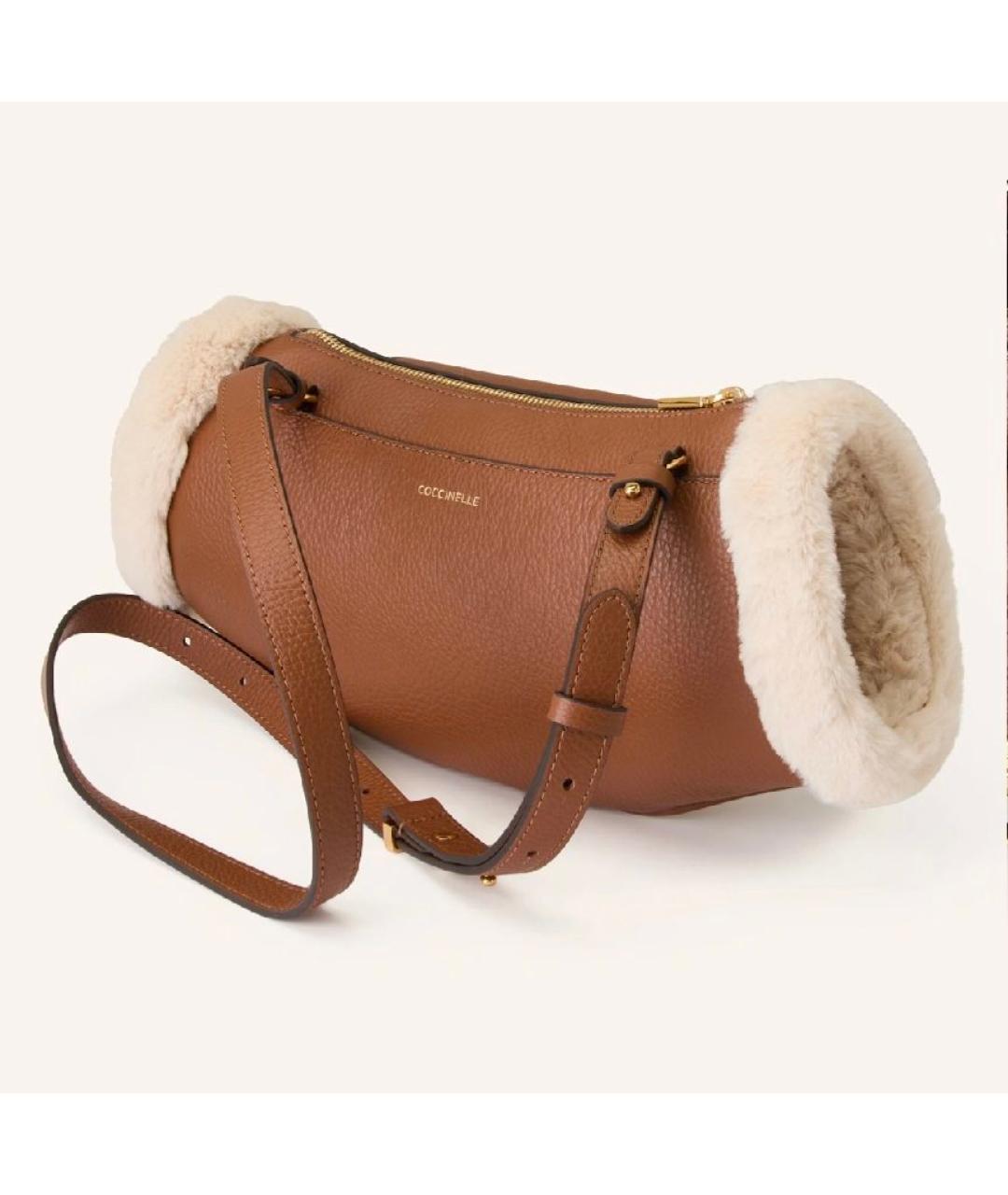 COCCINELLE Коричневая кожаная сумка через плечо, фото 3