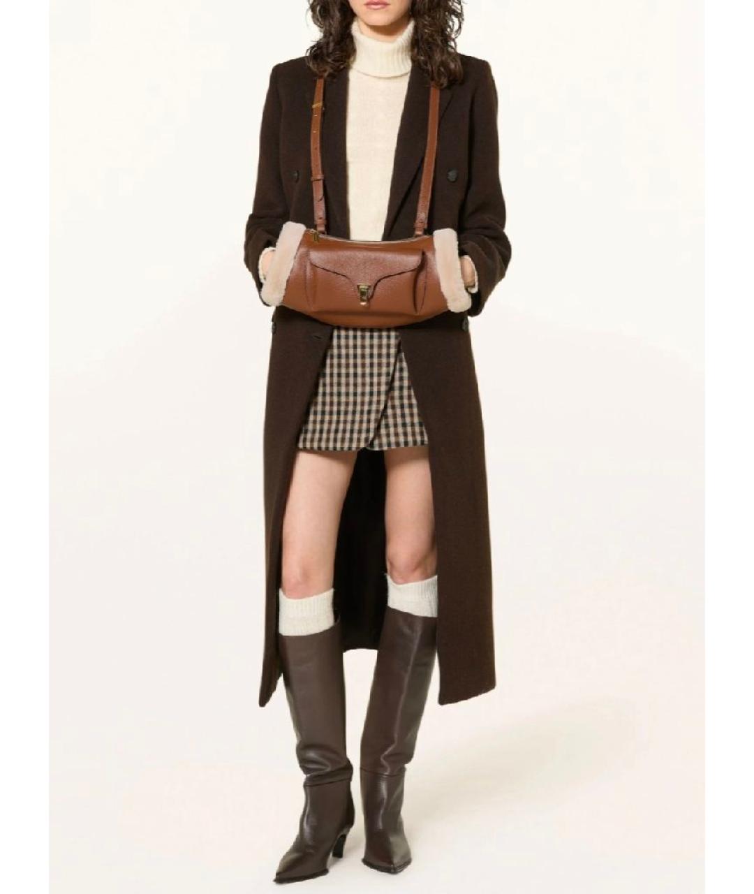 COCCINELLE Коричневая кожаная сумка через плечо, фото 4