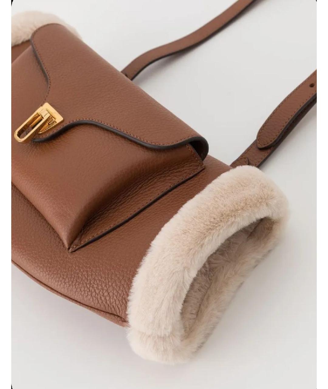 COCCINELLE Коричневая кожаная сумка через плечо, фото 2