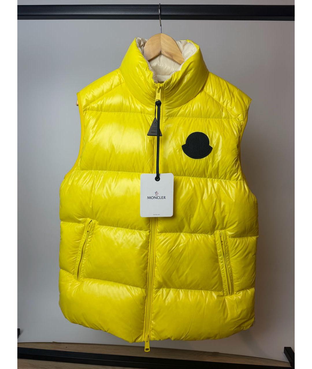 MONCLER Желтый полиамидовый жилет, фото 9