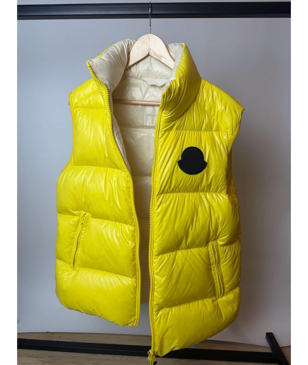 MONCLER Желтый полиамидовый жилет, фото 7