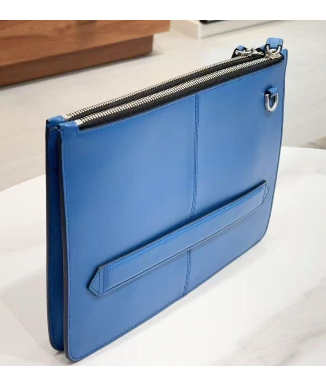 MONTBLANC Темно-синяя кожаная барсетка, фото 2