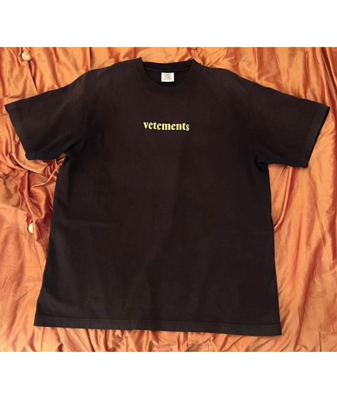 VETEMENTS Черная хлопковая футболка, фото 7