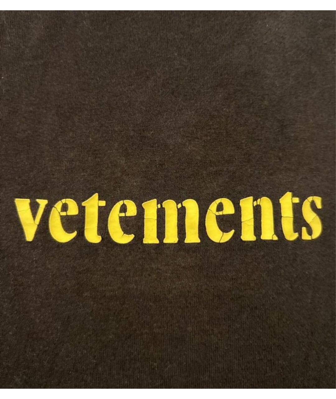 VETEMENTS Черная хлопковая футболка, фото 4