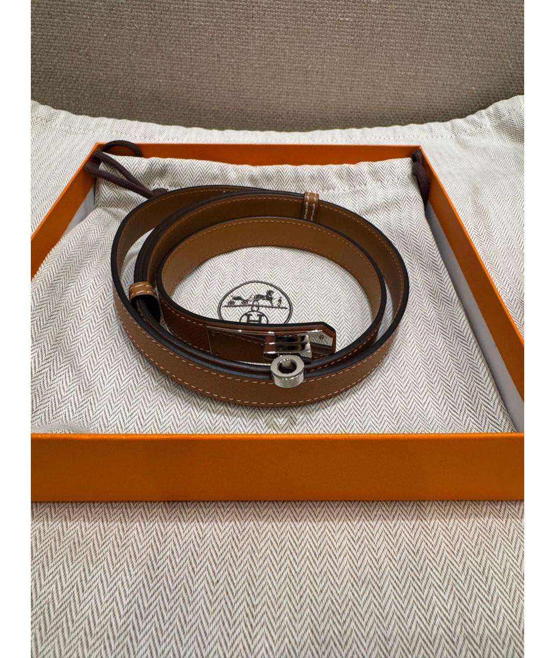 HERMES Коричневый кожаный ремень, фото 2
