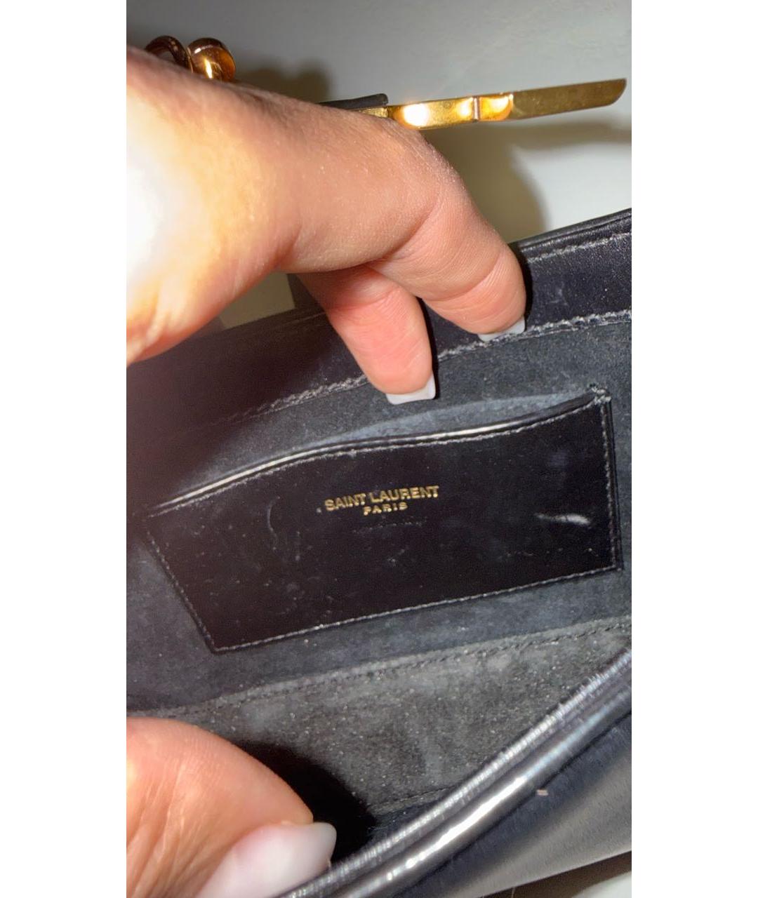 SAINT LAURENT Черная кожаная сумка с короткими ручками, фото 4