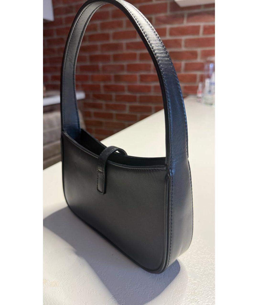 SAINT LAURENT Черная кожаная сумка с короткими ручками, фото 2