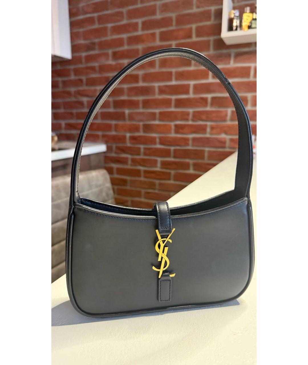 SAINT LAURENT Черная кожаная сумка с короткими ручками, фото 5