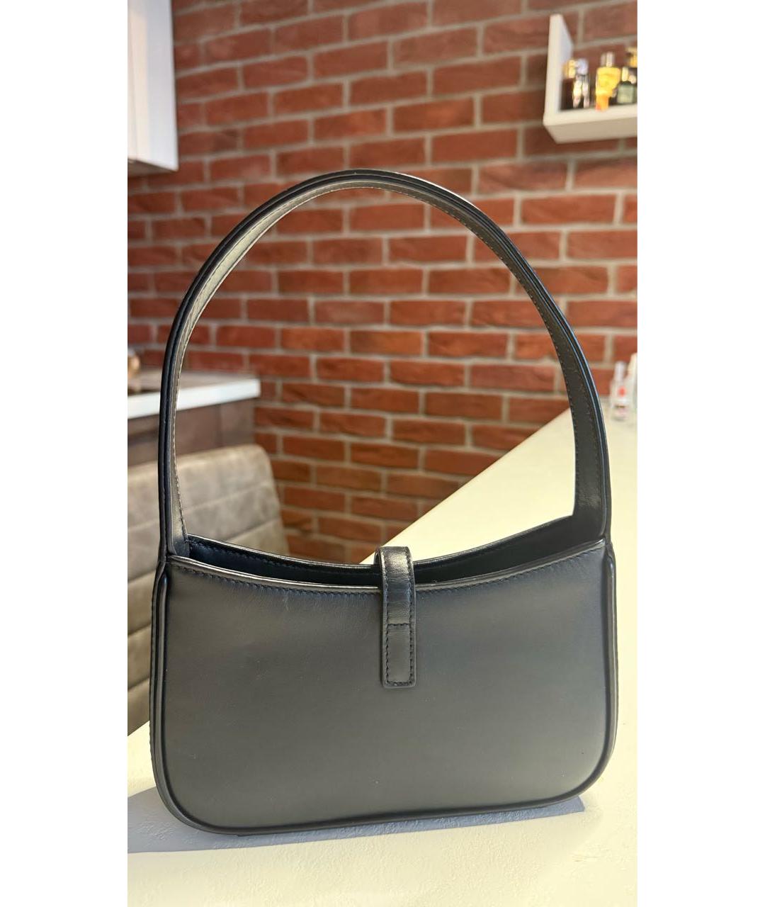 SAINT LAURENT Черная кожаная сумка с короткими ручками, фото 3