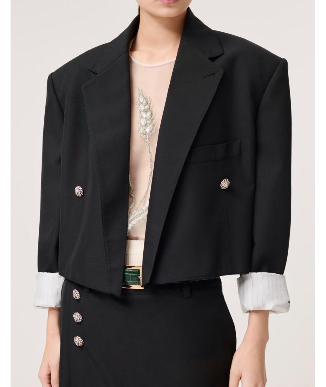 CHANEL Черный шелковый жакет/пиджак, фото 5