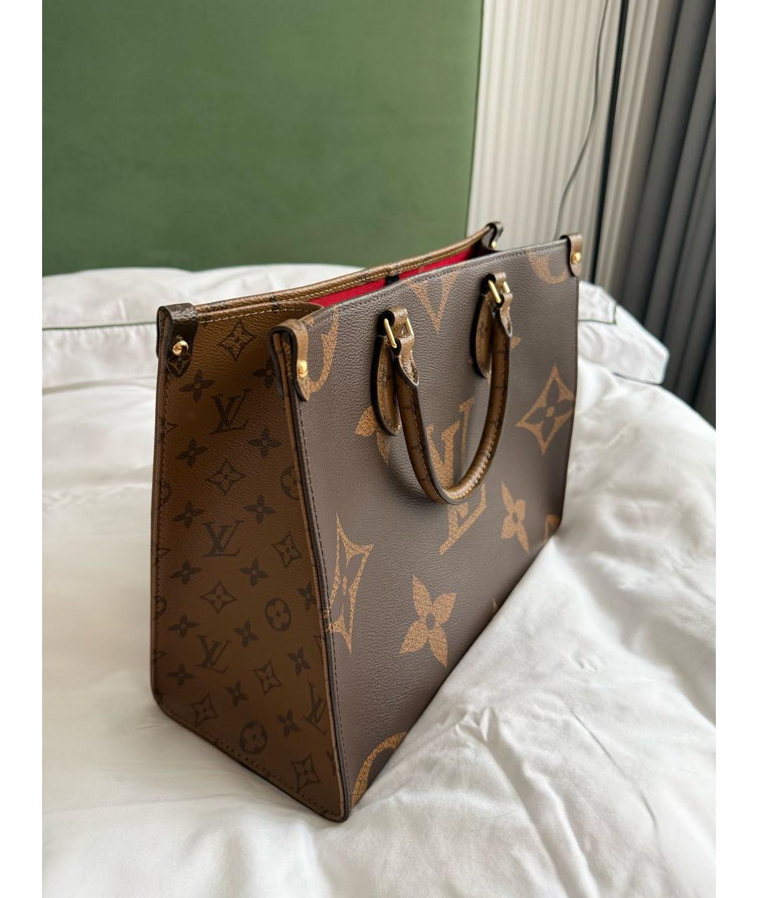 LOUIS VUITTON Коричневая кожаная сумка тоут, фото 2