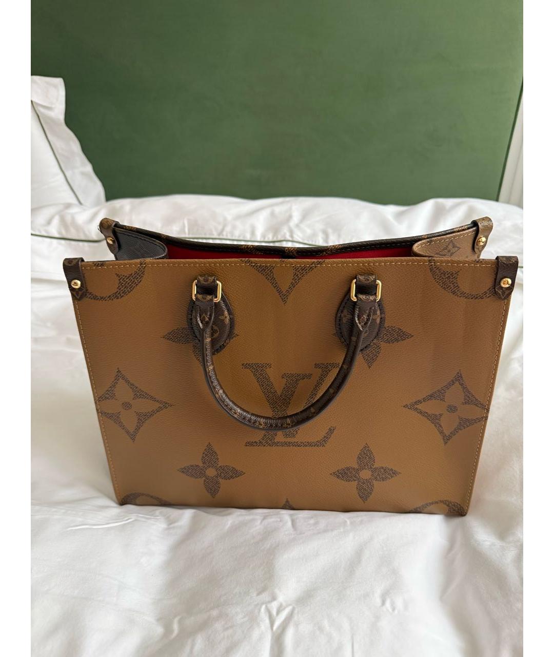 LOUIS VUITTON Коричневая кожаная сумка тоут, фото 3