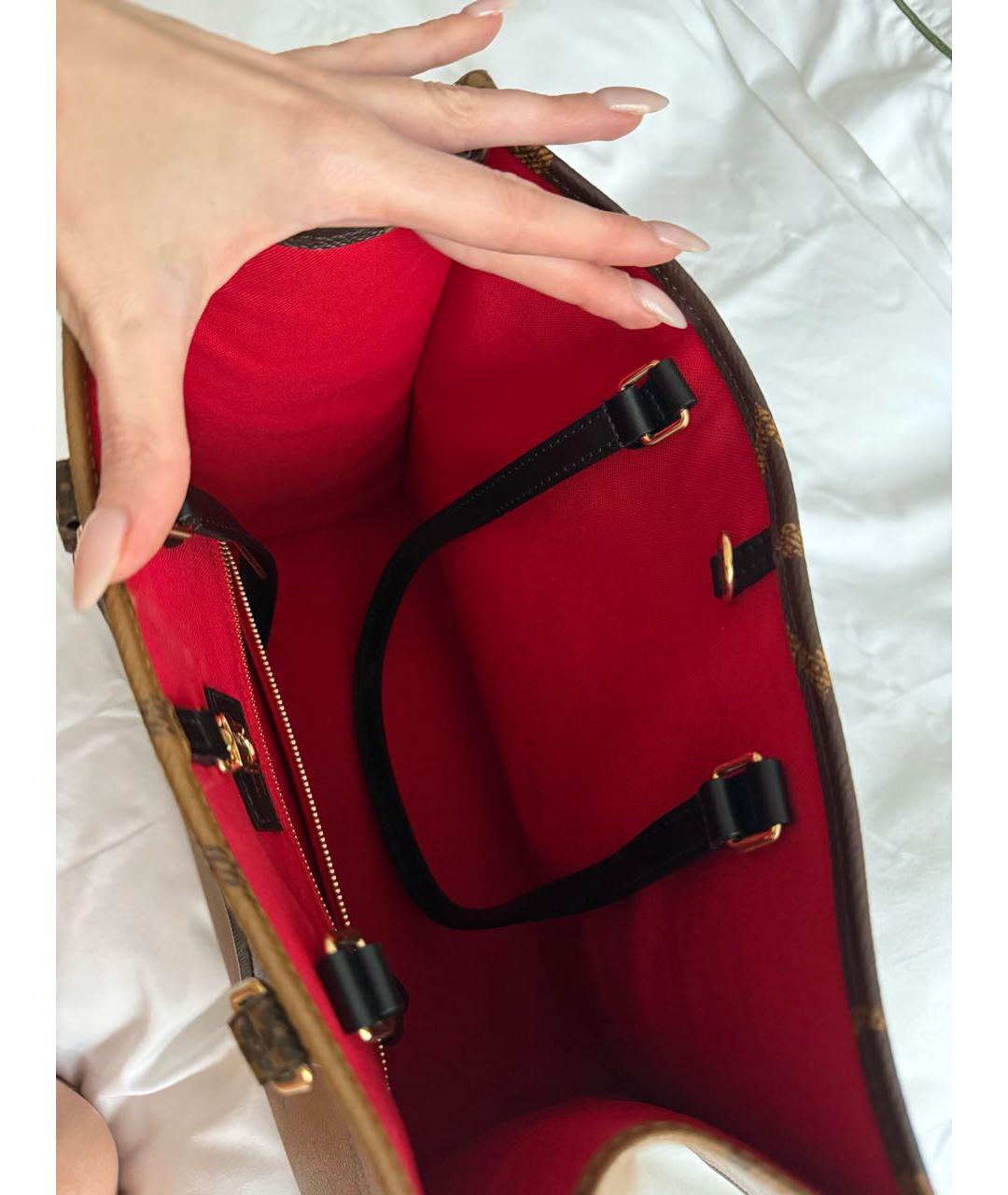 LOUIS VUITTON Коричневая кожаная сумка тоут, фото 4