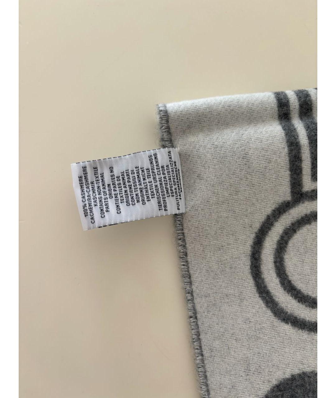 HERMES Серый шерстяной шарф, фото 7