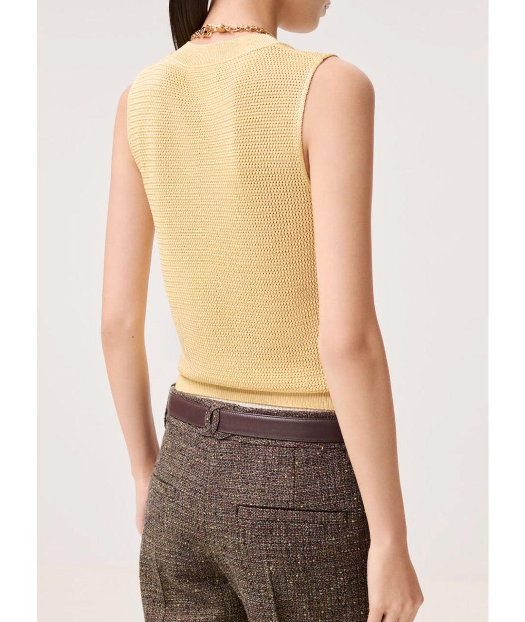 CHANEL Горчичная шелковая жилетка, фото 2