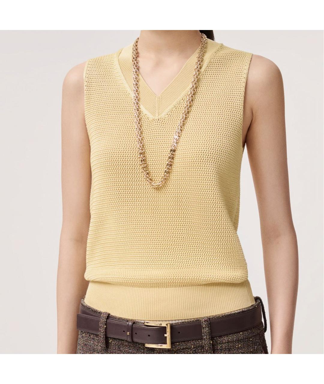 CHANEL Горчичная шелковая жилетка, фото 5