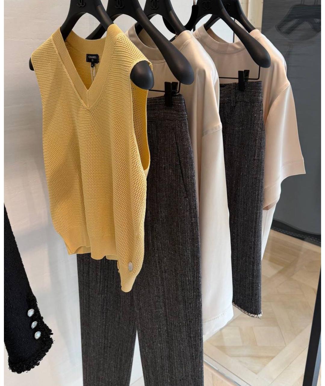 CHANEL Горчичная шелковая жилетка, фото 4