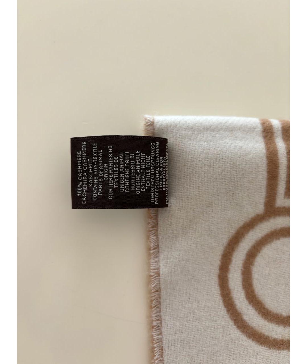 HERMES Бежевый шерстяной шарф, фото 6