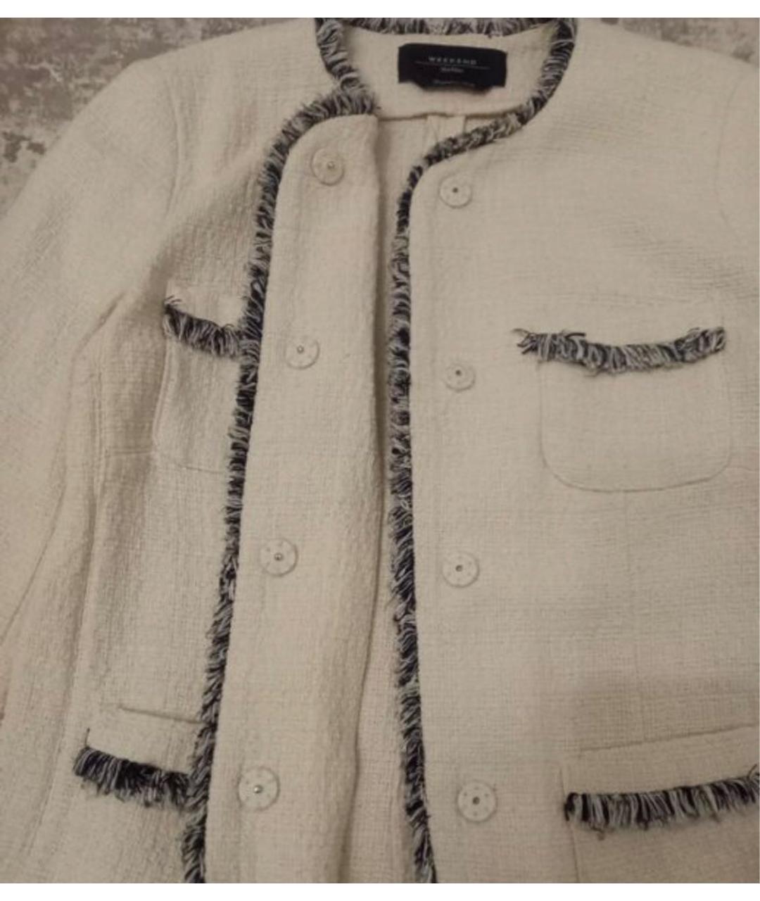 WEEKEND MAX MARA Белый хлопковый жакет/пиджак, фото 2