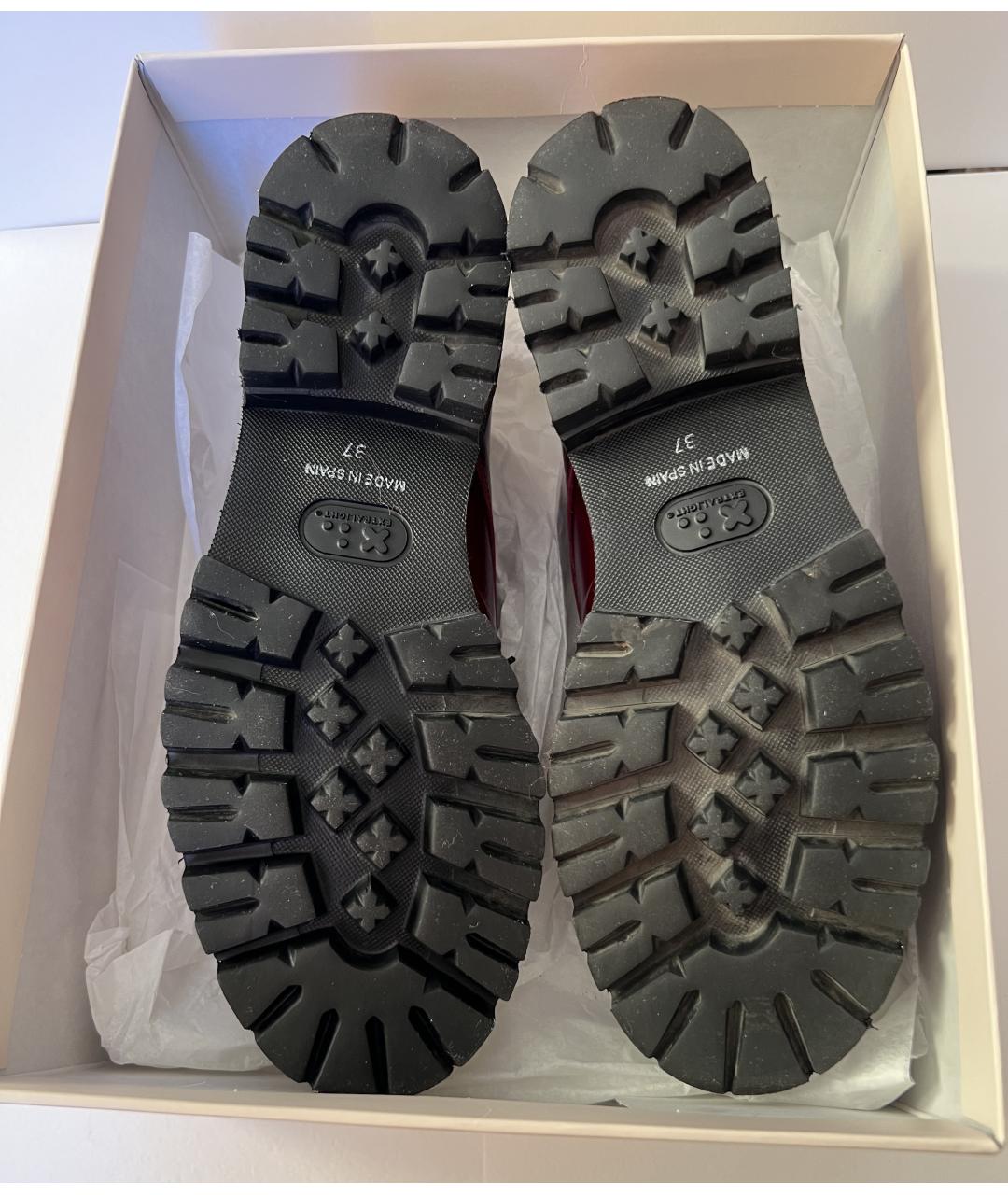 MAX MARA Бордовые кожаные ботинки, фото 5