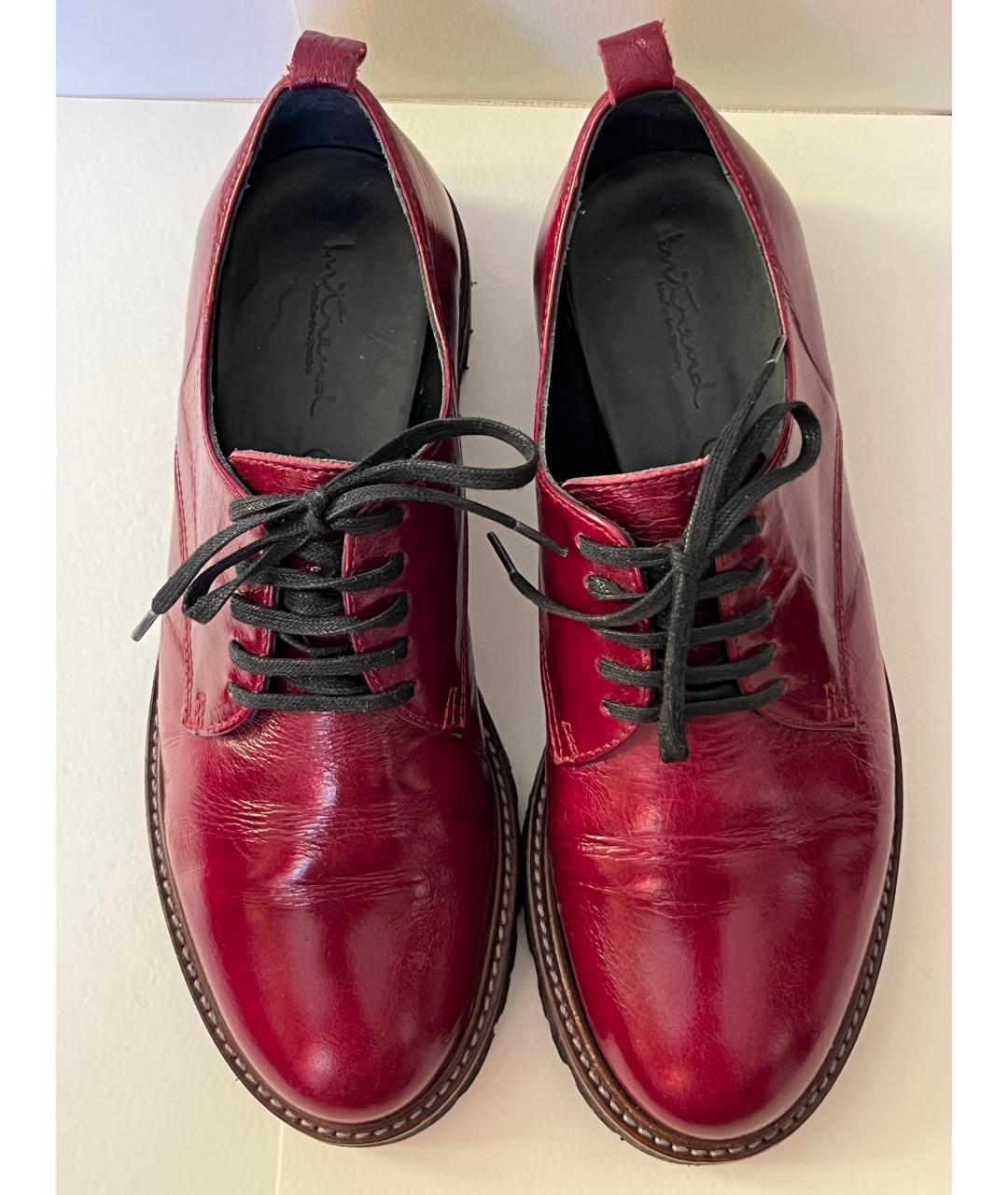 MAX MARA Бордовые кожаные ботинки, фото 2