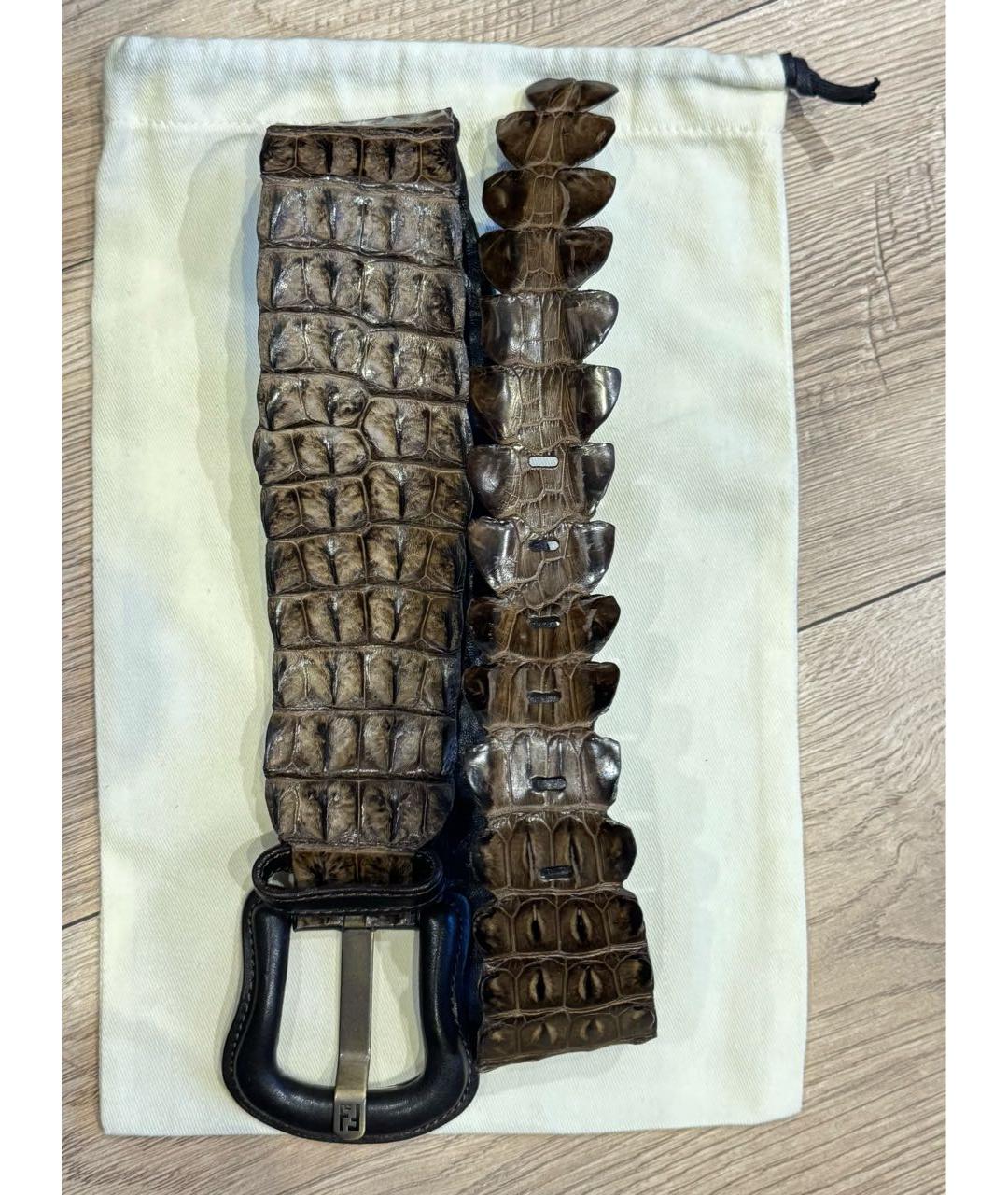 FENDI Коричневый ремень из экзотической кожи, фото 8