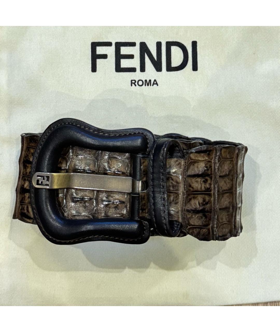 FENDI Коричневый ремень из экзотической кожи, фото 2