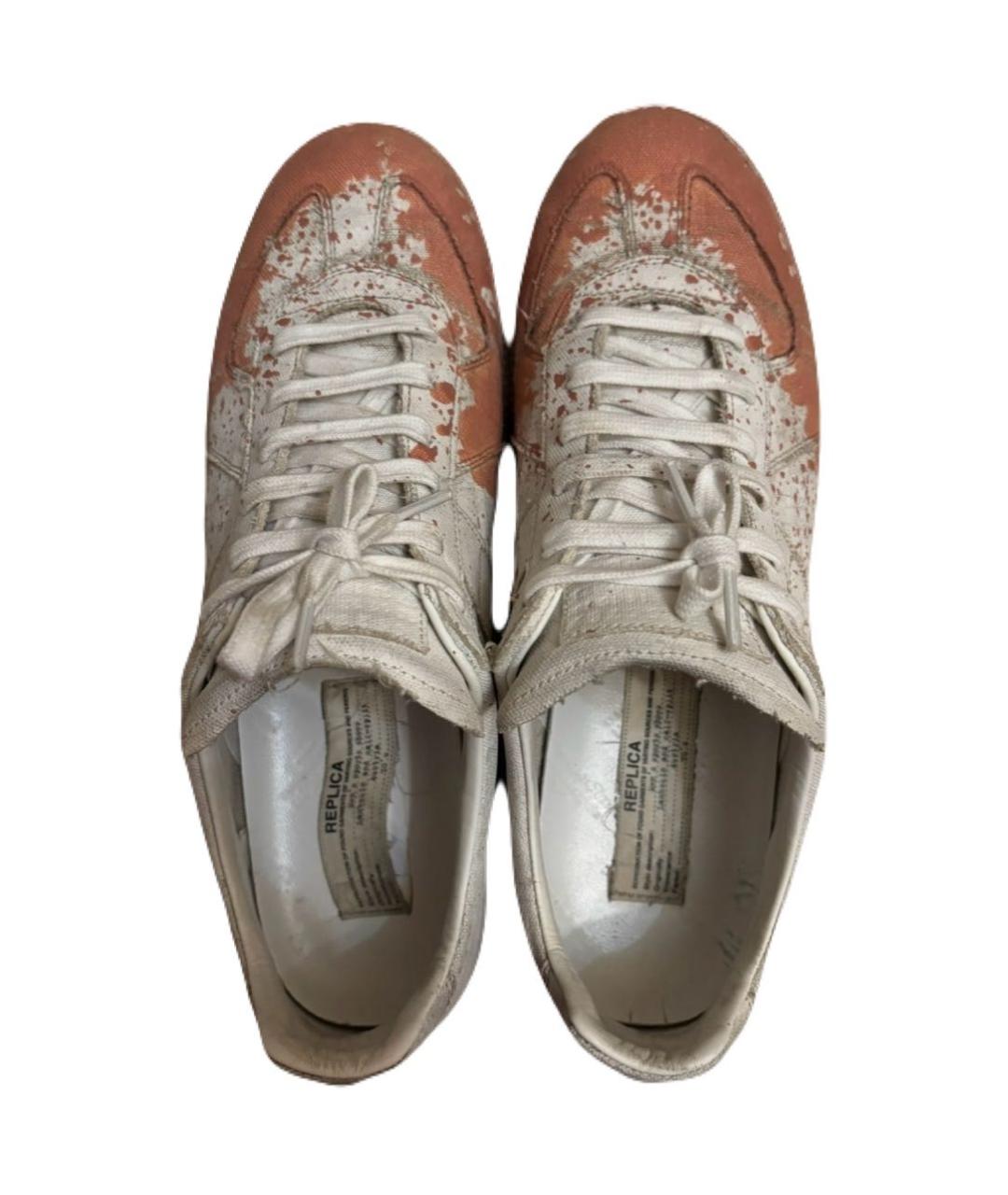 MAISON MARGIELA Белые текстильные низкие кроссовки / кеды, фото 3