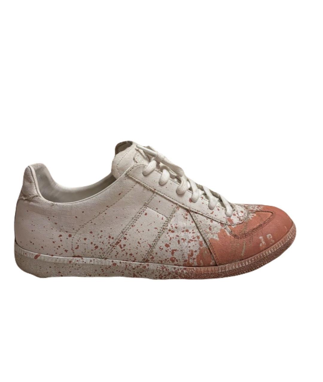 MAISON MARGIELA Белые текстильные низкие кроссовки / кеды, фото 7