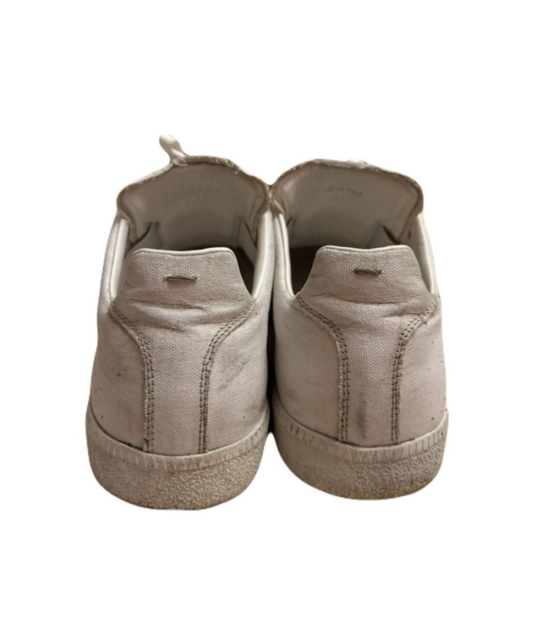 MAISON MARGIELA Белые текстильные низкие кроссовки / кеды, фото 4