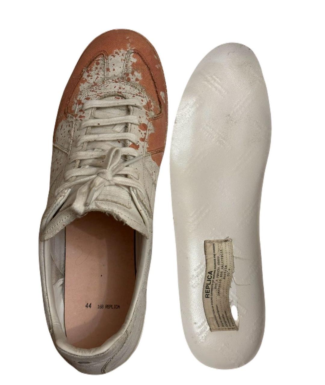 MAISON MARGIELA Белые текстильные низкие кроссовки / кеды, фото 5