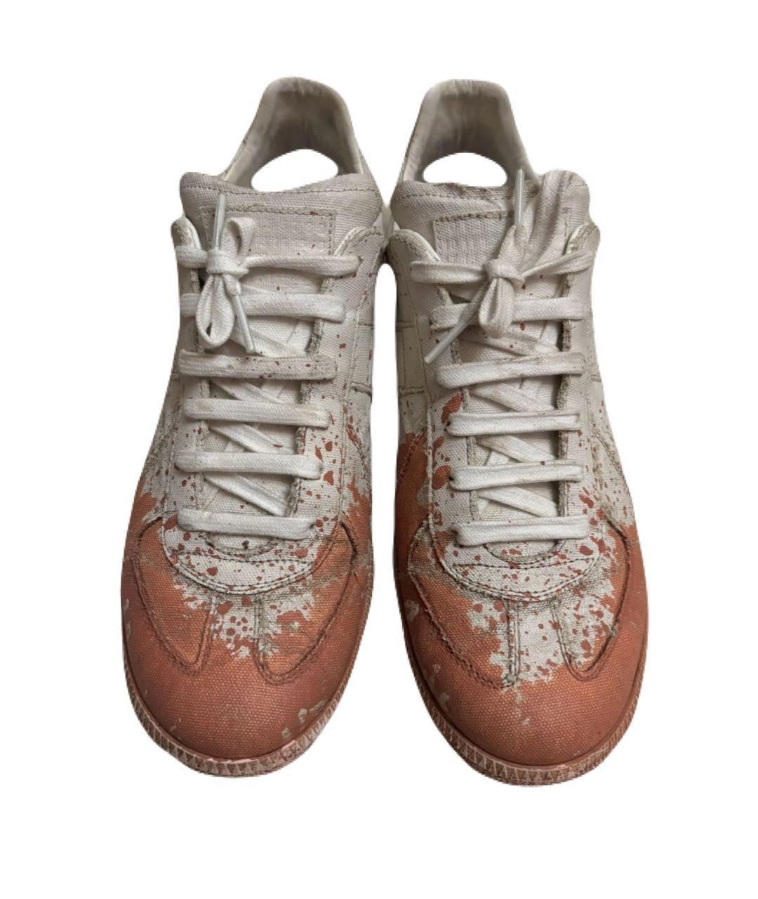 MAISON MARGIELA Белые текстильные низкие кроссовки / кеды, фото 2