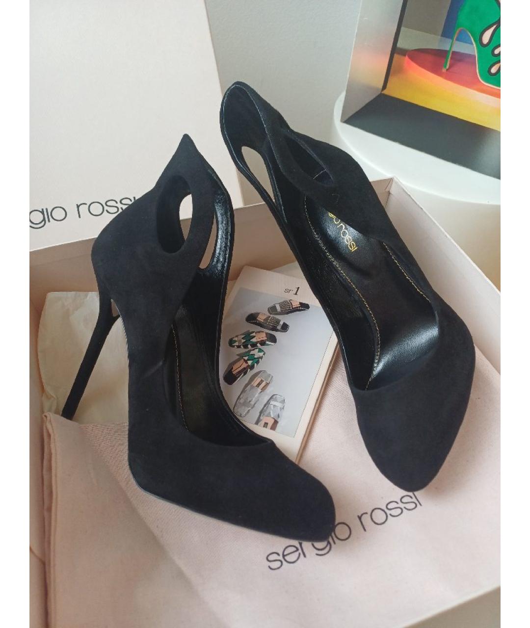 SERGIO ROSSI Черные замшевые туфли, фото 4