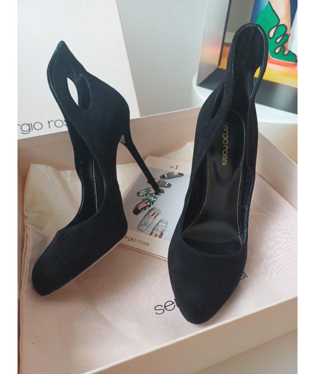 SERGIO ROSSI Черные замшевые туфли, фото 2