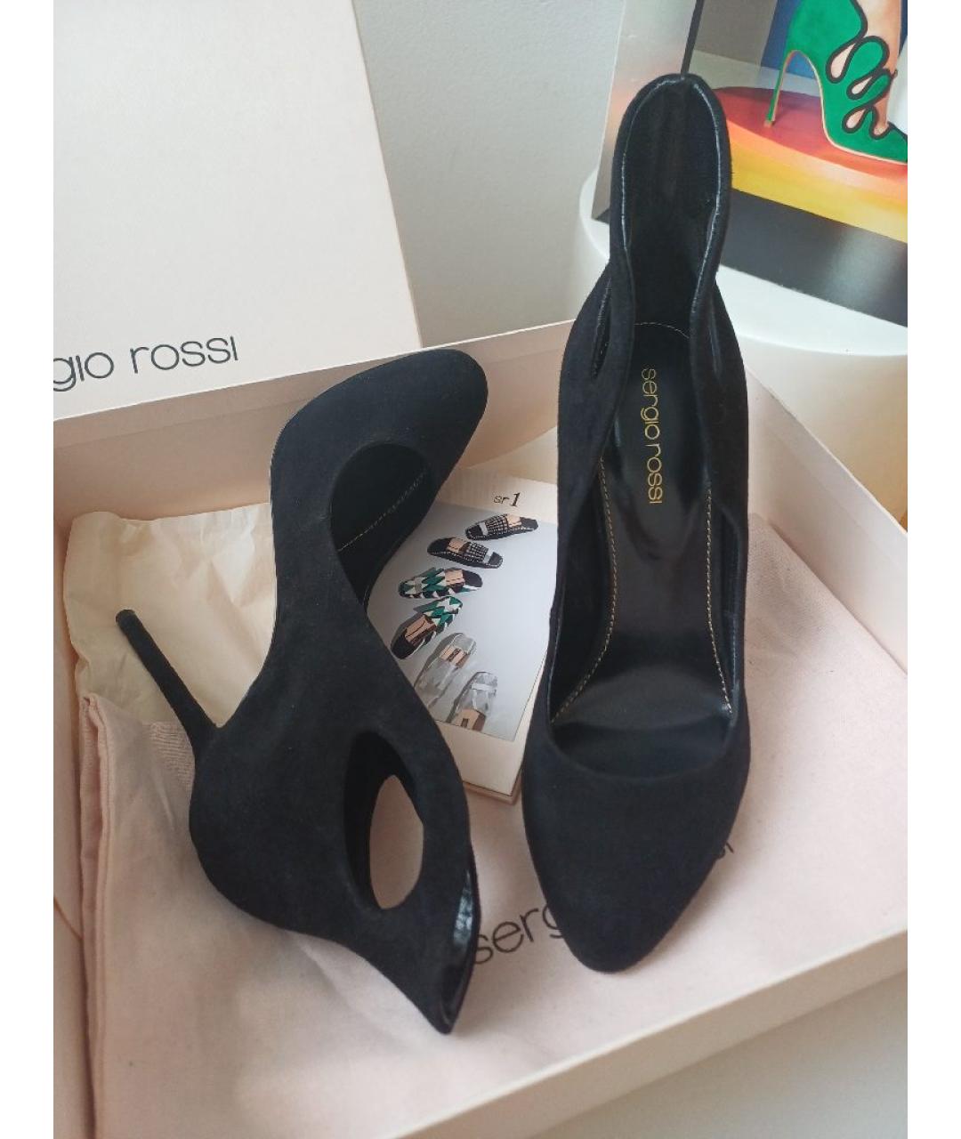 SERGIO ROSSI Черные замшевые туфли, фото 6
