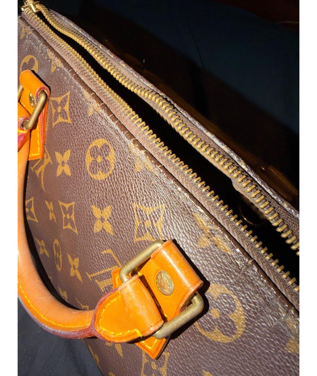 LOUIS VUITTON Коричневая кожаная сумка с короткими ручками, фото 7