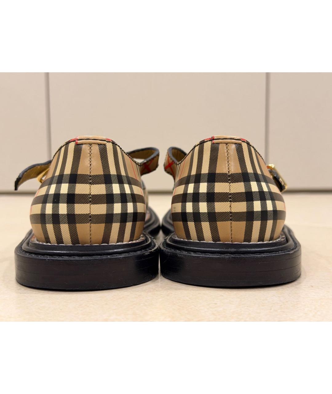 BURBERRY Бежевые кожаные туфли, фото 4