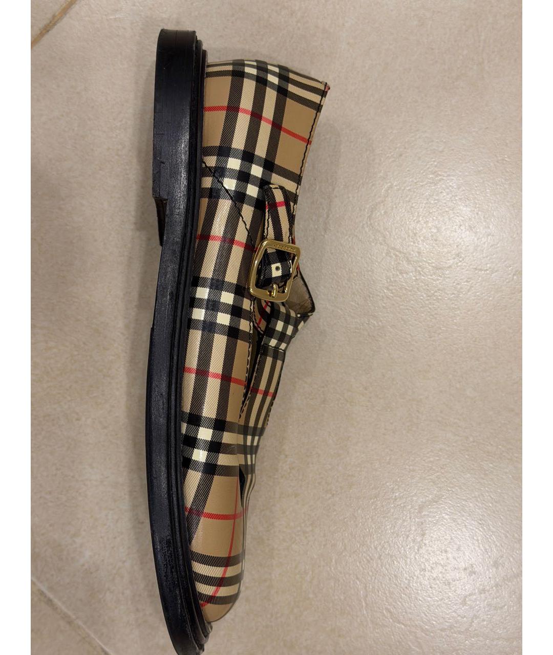 BURBERRY Бежевые кожаные туфли, фото 5