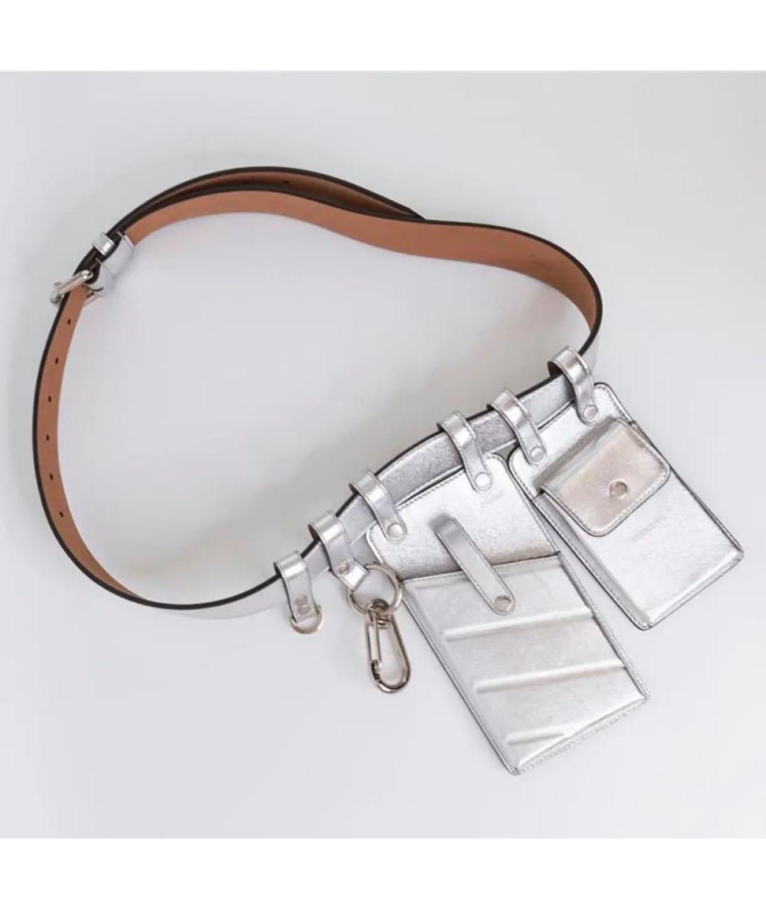 FENDI Серебрянный кожаный ремень, фото 2