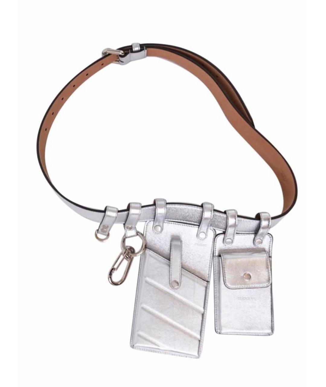 FENDI Серебрянный кожаный ремень, фото 4